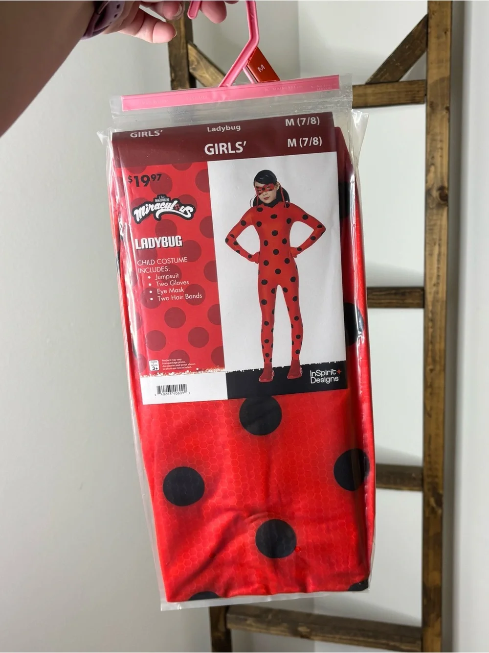Girls' Ladybug Costume Red with Black Spots - Size M (7/8)